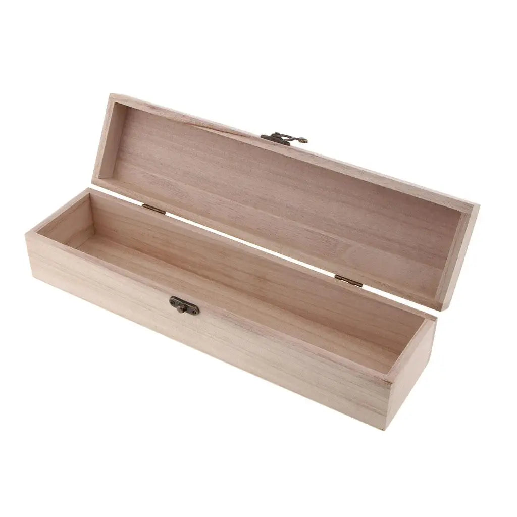 Caja de madera Natural sin terminar, caja de almacenamiento de joyería con cierre de bloqueo para regalos, manualidades, caja de almacenamiento para el hogar