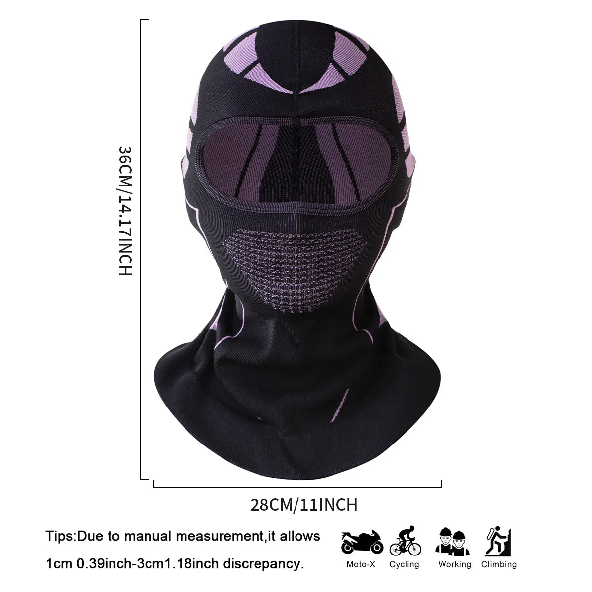 Pasamontañas para motociclismo, máscara de esquí de invierno para hombres y mujeres, pasamontañas de cabeza completa de alta elasticidad debajo del casco para clima frío
