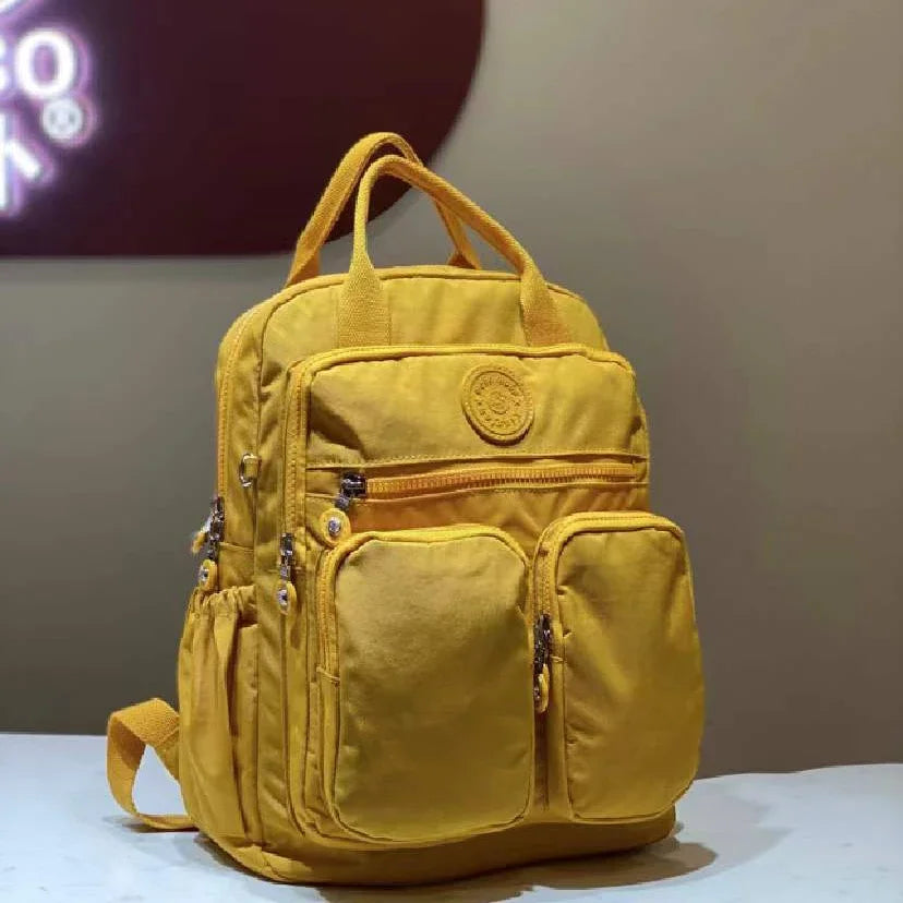 Mochila de moda para mujer, impermeable, de nailon, con mango suave, sólido, multibolsillo, con cremallera de viaje, mochilas escolares femeninas, mochila para ordenador portátil