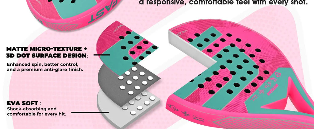 Raqueta de Pádel de Fibra de Carbono, Forma Redonda, Núcleo de EVA, Alto Control, Raqueta de Tenis de Pádel para Jugadores Principiantes