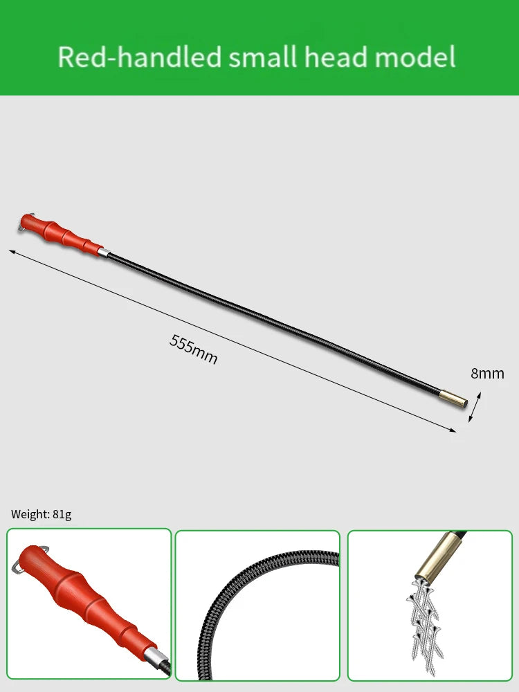 Herramienta de recogida magnética con luz LED, eje flexible para reparación de automóviles y hogar, barra magnética fuerte para tornillos, tuercas en espacios apretados