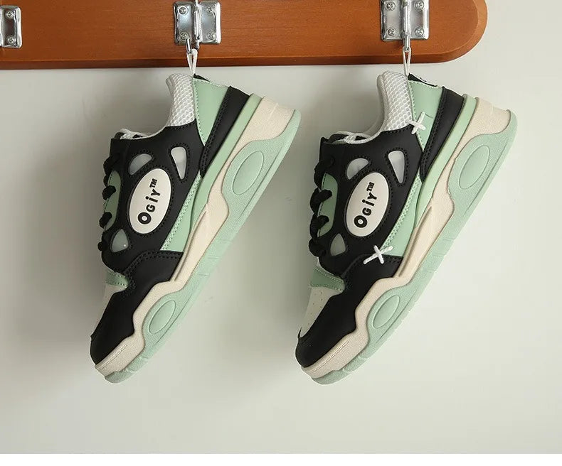 Zapatillas de deporte gruesas para hombre, zapatos de suela suave para correr, informales, de cuero de microfibra, transpirables, con plataforma aumentada de altura