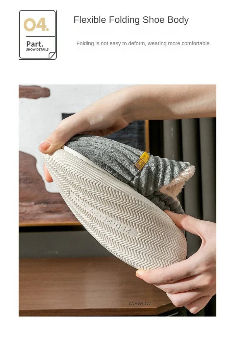 Zapatillas de piel peluda para hombre y mujer, zapatos de algodón con suela suave, cálidos, a la moda, de felpa, para el hogar