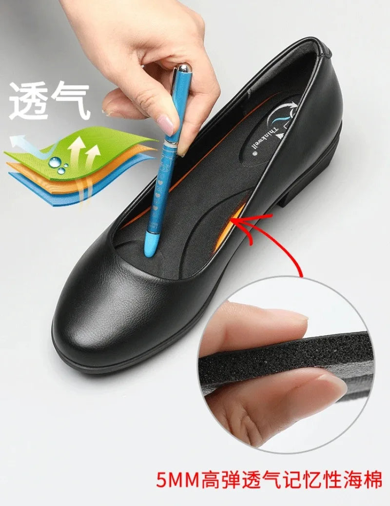 Zapatos De Mujer De suela blanda a la moda, Zapatos De trabajo cómodos para el trabajo, Zapatos De tacón grueso para Mujer, Zapatos antideslizantes De Mujer