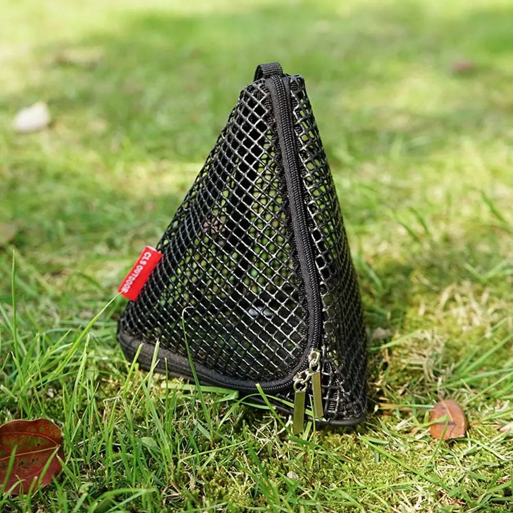 Cesta de cocina para acampar al aire libre, utensilios de cocina plegables triangulares para Picnic, red de secado, bolsa colgante de malla de almacenamiento, organizador de alimentos secos para Picnic