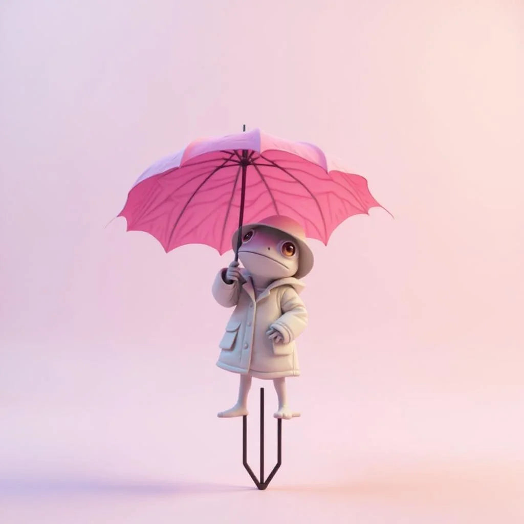 1 linda decoración de jardín al aire libre de rana, diseñada con un impermeable amarillo y un paraguas verde, decoración exterior multifuncional,