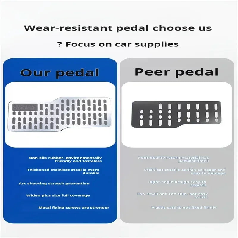 Alfombrillas para coche, pedales resistentes al desgaste, pedales gruesos de acero inoxidable, almohadillas protectoras metálicas para cabina de conductor, piezas antideslizantes
