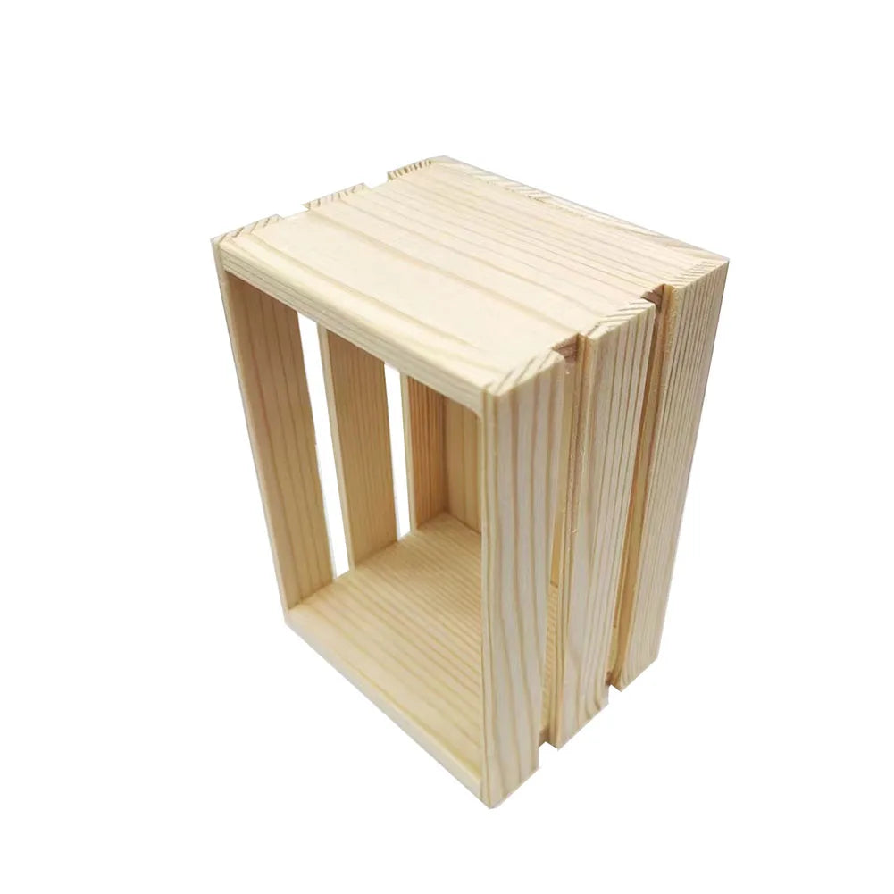Caja de almacenamiento de madera, organizador de cosméticos y frutas, Mini cesta de madera de escritorio, modelo de cesta de almacenamiento de madera de pino, cesta de almacenamiento en miniatura