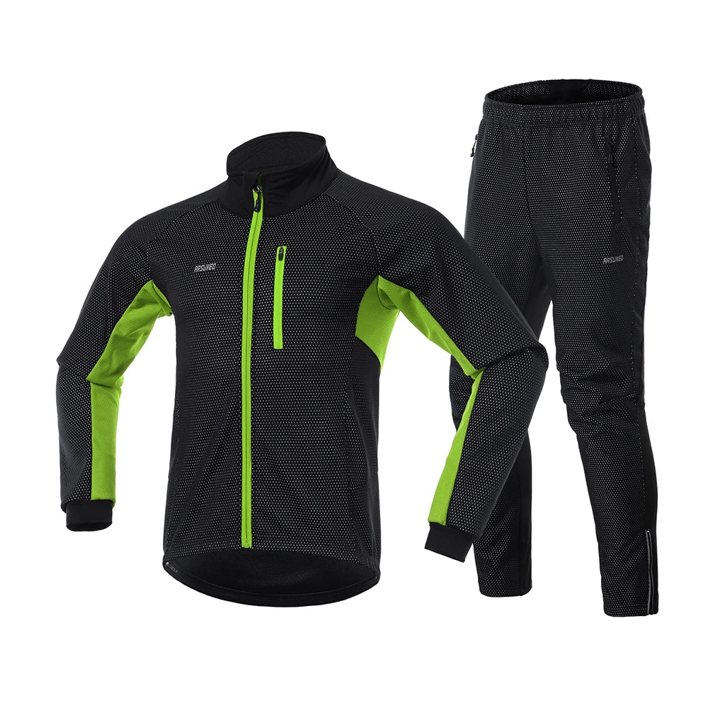 ARSUXEO, chaqueta y pantalones cálidos de invierno para ciclismo para hombre, cortavientos para bicicleta, ropa deportiva térmica, trajes para bicicleta, ropa de ciclismo MTB 20A
