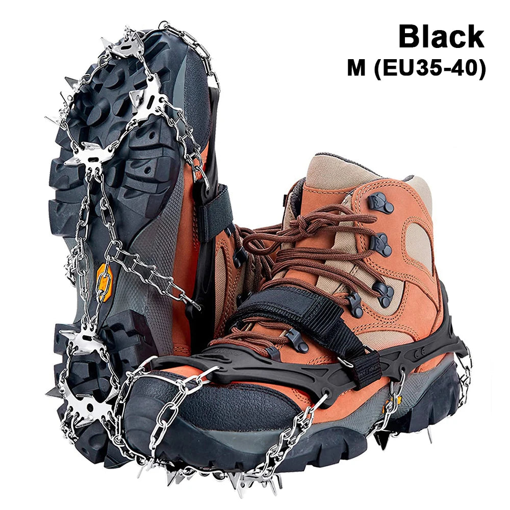 Crampones zapatos 19 picos hielo nieve agarre zapatos Camping antideslizante escalada proteger para correr caminar senderismo en nieve hielo