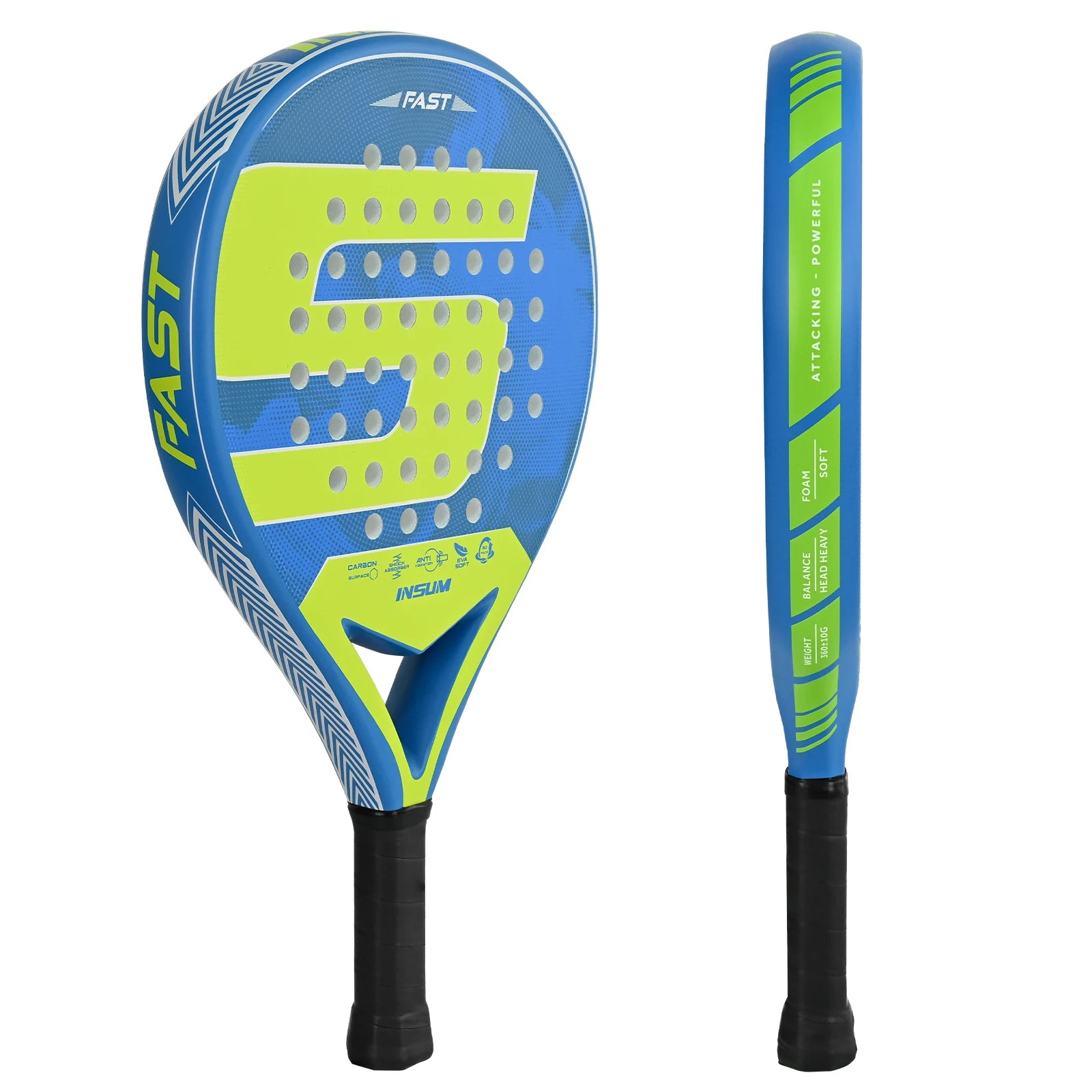 Raquetas de tenis Padel con núcleo de espuma flexible con memoria EVA y superficie de microtextura mate 3D para equipos deportivos de rendimiento mejorado