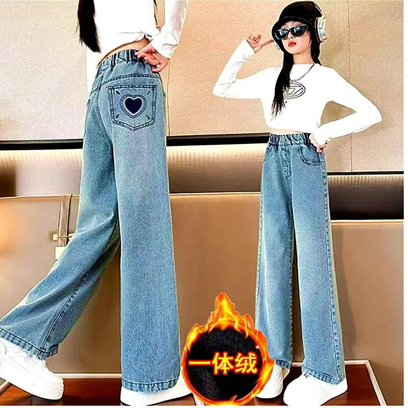 Pantalones para adolescentes de 3 a 14 años, ropa Infantil para niñas, pantalones vaqueros de lana de invierno para niños, pantalones vaqueros para niños, ropa para niñas