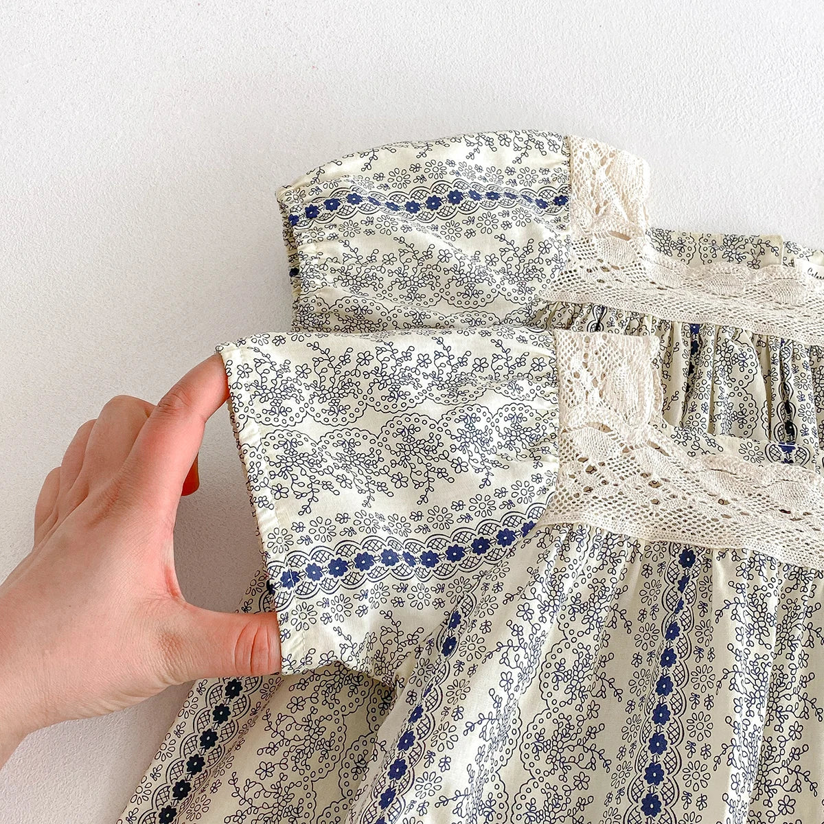 Vestido Vintage de encaje Floral para niña, Vestido de princesa de manga corta, Vestido de verano, disfraces informales, ropa para niños, ropa para niños