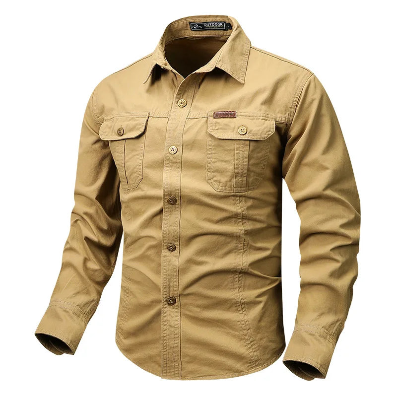 Camisa de carga táctica para hombre 5XL, ropa de trabajo, chaqueta holgada informal de manga larga para primavera y otoño, ropa de pesca, Golf, senderismo, camisa de talla grande