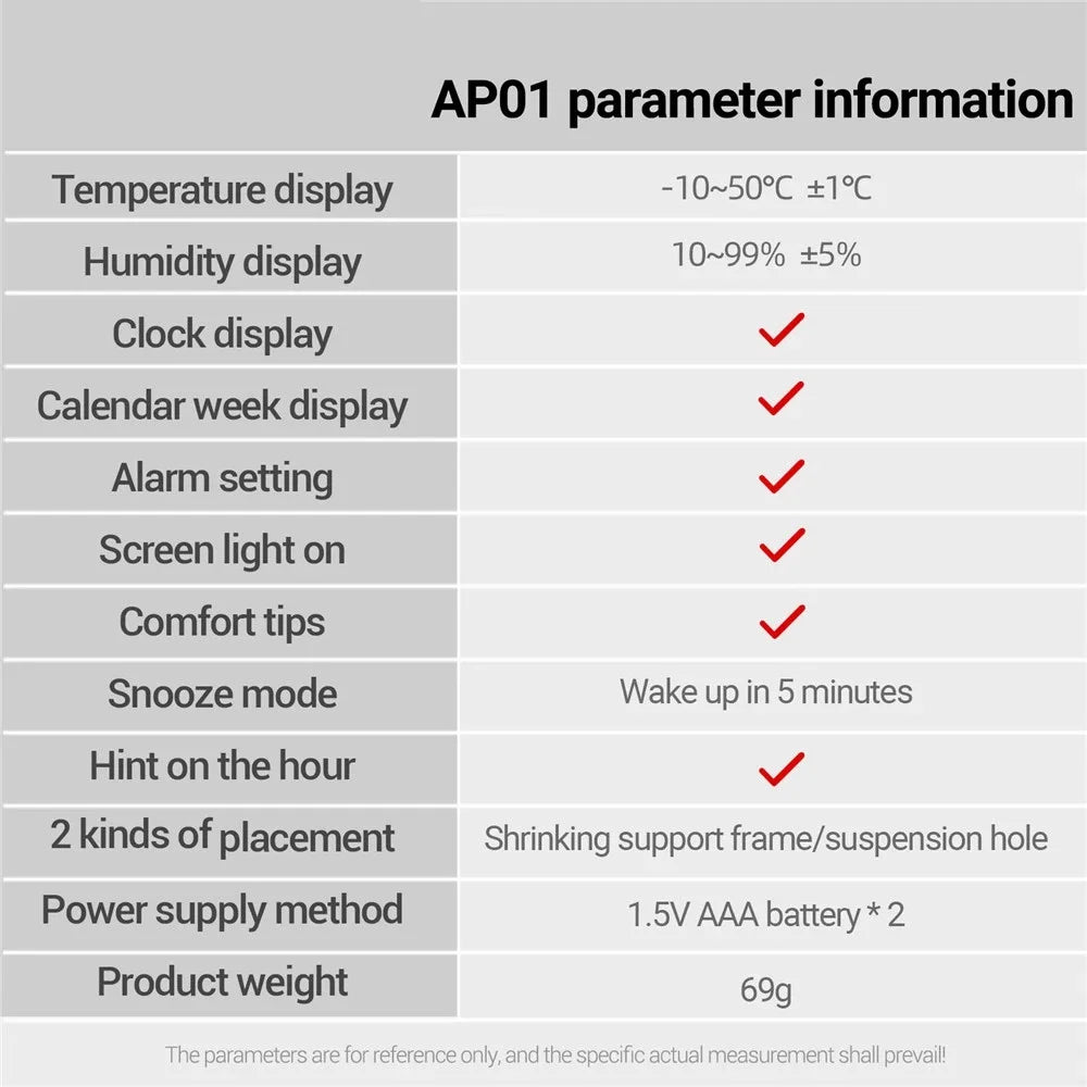 Termómetro de aire inteligente, higrómetro, reloj multifunción, pantalla Digital, Sensor de estación meteorológica para el hogar, interior y exterior