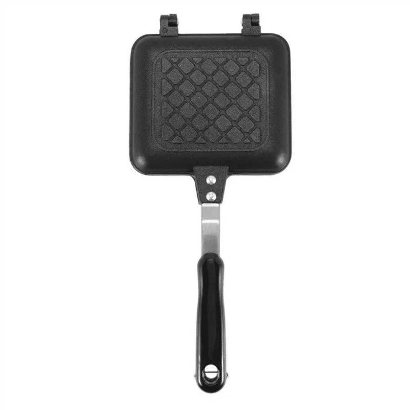 Sandwichera a la parrilla y sartén para hacer Panini, placas antiadherentes, sandwichera de estufa, sartén abatible de aluminio para Cocina