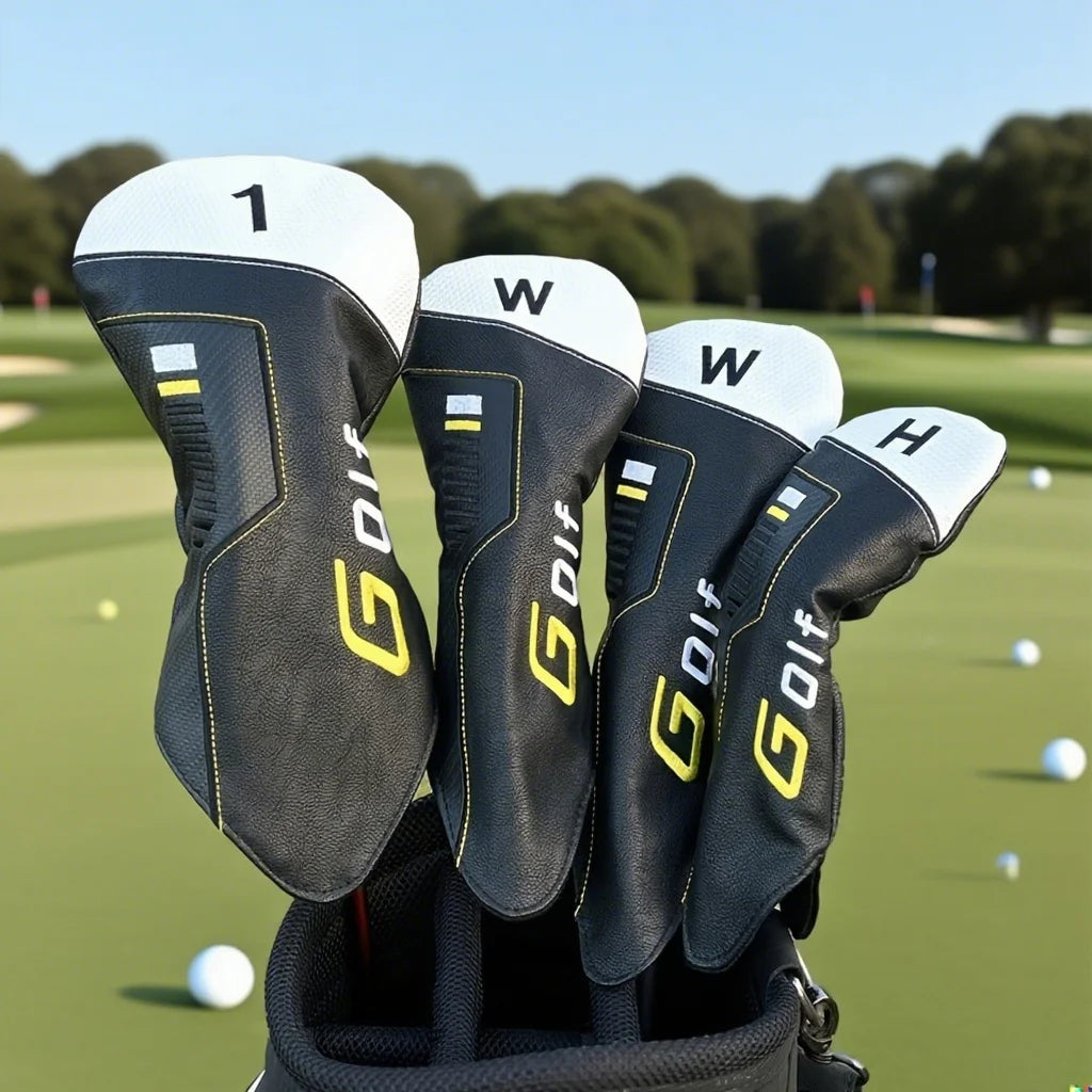 Juego de fundas para cabeza de palo de Golf, Material PU bordado resistente, cubierta protectora para palos de Golf resistente al agua y duradera, 1/4 Uds.