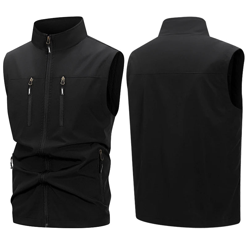 Chaleco Softshell ligero para hombre con bolsillos con cremallera, chaqueta sin mangas a prueba de viento para senderismo, Golf, prendas de vestir al aire libre, cortavientos