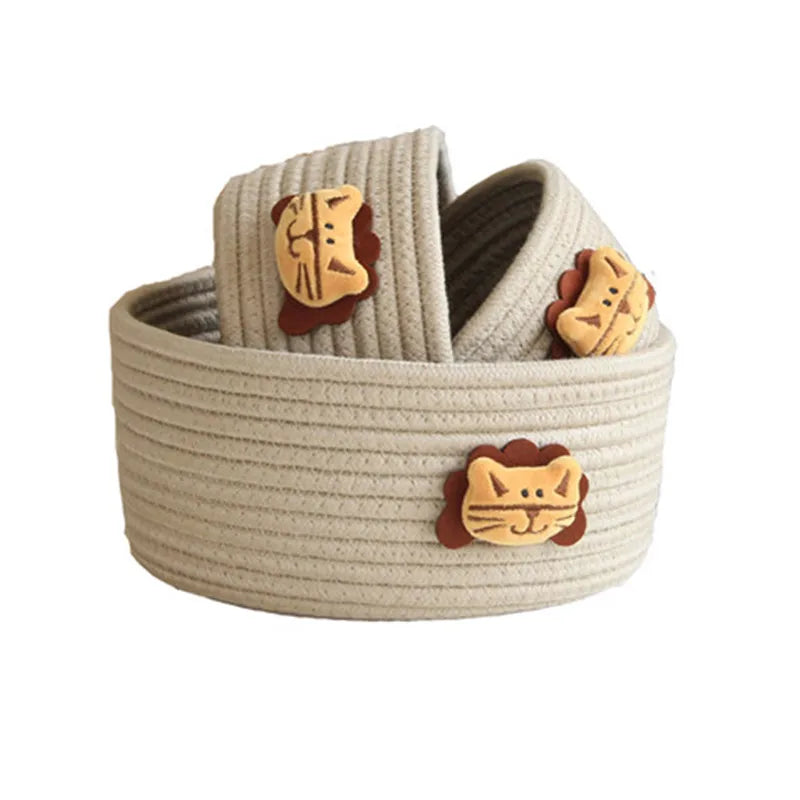Cesta de almacenamiento tejida a mano con animales de dibujos animados, juguetes para niños, organizador de escritorio, caja de almacenamiento de artículos diversos, cestas para la colada, caja de almacenamiento