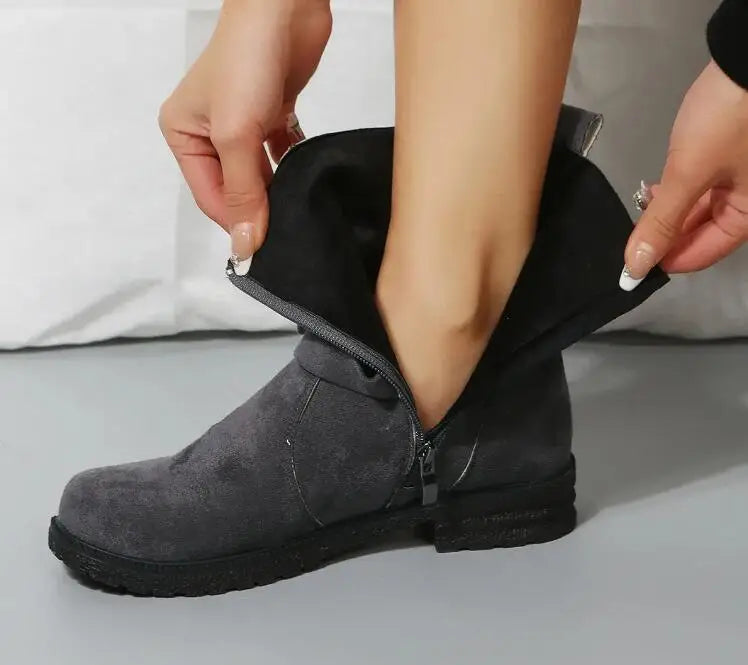 2025 Botas Chelsea para Mujer, Zapatos Retro hasta el tobillo, gamuza, Otoño Invierno, nuevas botas góticas informales para motocicleta, Zapatos de gladiador para caminar para Mujer