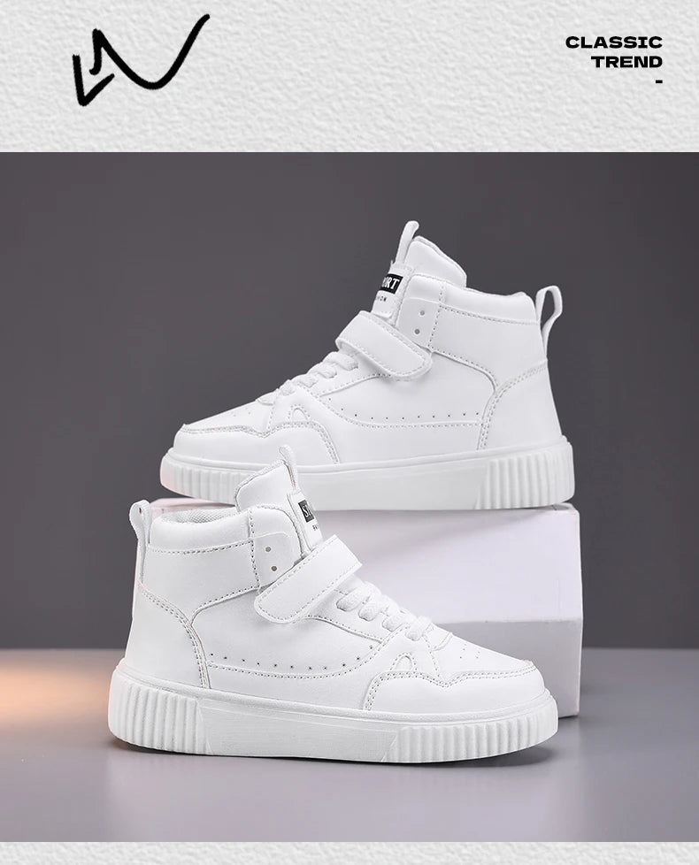 Zapatillas Deportivas para Niños, Zapatillas de Baloncesto de Caña Alta Casuales para Niños y Niñas, Zapatillas de Piel Sintética, Nuevas Zapatillas Deportivas de Moda 2026