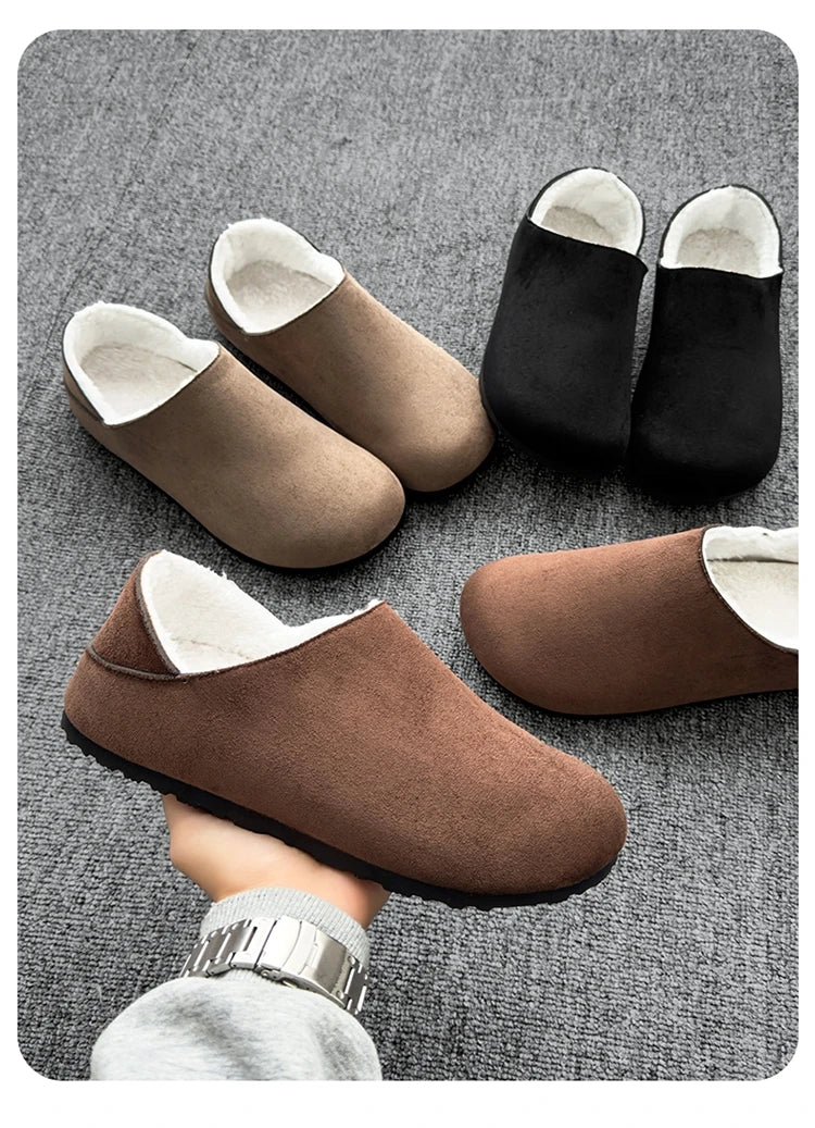 2025 zuecos de moda, zapatillas para hombre, zapatillas planas informales para exteriores, cómodas zapatillas de gamuza de suela gruesa, zapatos de playa antideslizantes para mujer