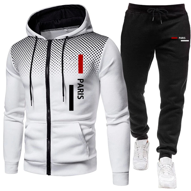 Ropa deportiva para hombre, sudadera con capucha y pantalones de chándal, sudadera deportiva informal urbana con cremallera, traje para correr, trajes de entrenamiento de otoño/invierno