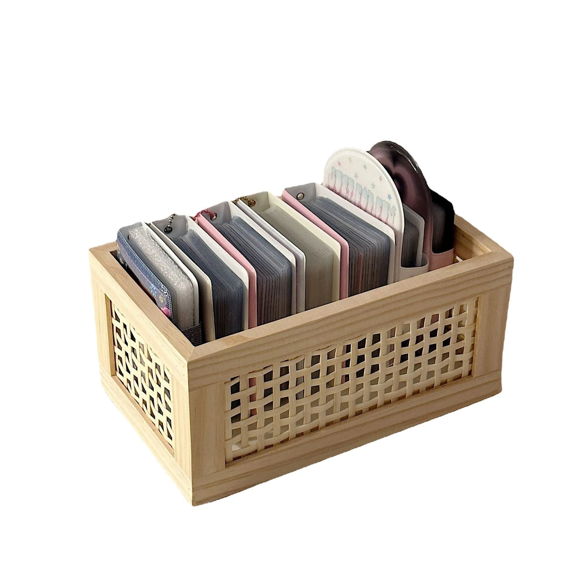 Caja de almacenamiento organizadora de ratán Retro, estilo japonés INS, cosméticos de escritorio, aperitivos, varios, tienda tejida de bambú Vintage