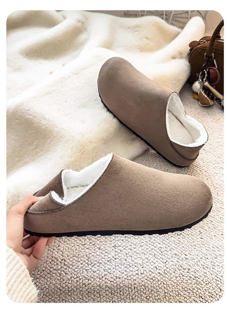 2025 zuecos de moda, zapatillas para hombre, zapatillas planas informales para exteriores, cómodas zapatillas de gamuza de suela gruesa, zapatos de playa antideslizantes para mujer