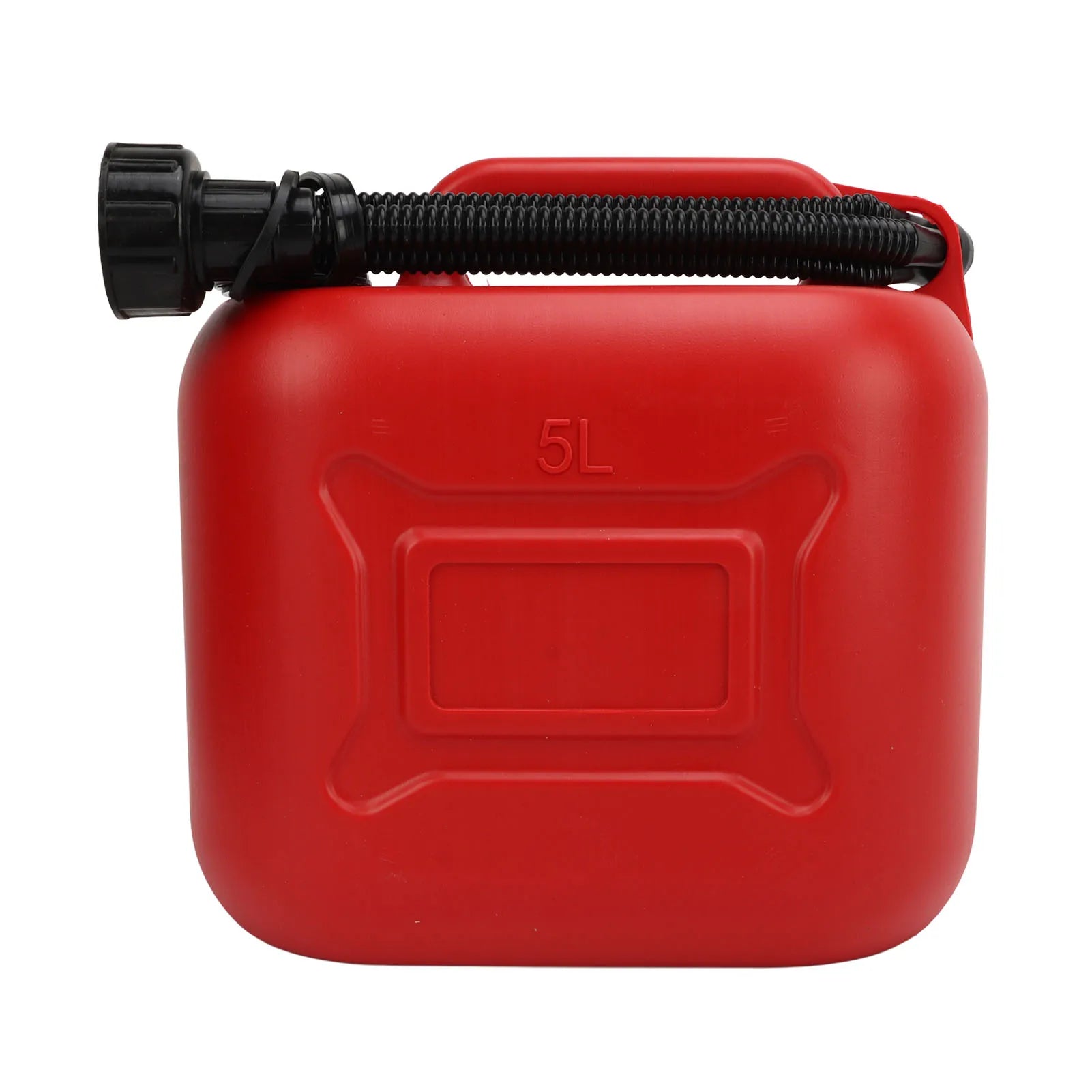 Contenedor de gasolina portátil rojo sin fugas, lata de Gas combustible, 5L, 1,3 galones, ABS, tubo de salida de 27cm para motocicletas y automóviles