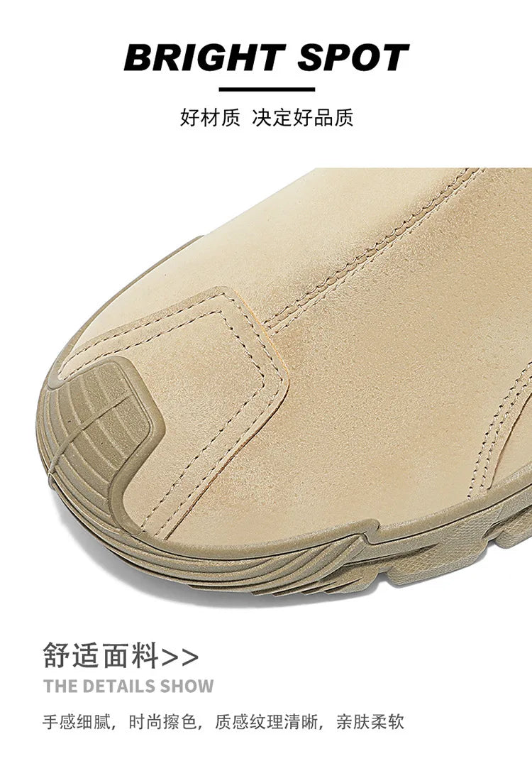 Botas de plataforma de diseñador de moda para hombre, zapatos de trabajo informales con cremallera para exteriores, antideslizantes, resistentes al desgaste, nuevo estilo, 2025