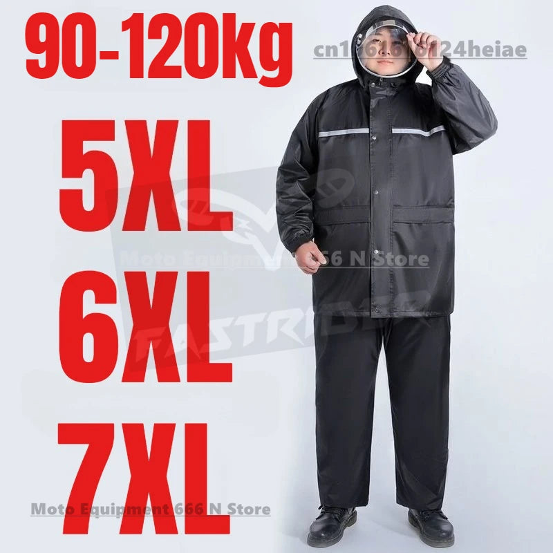 Chubasquero de talla grande para motociclismo, trajes impermeables 5XL 6XL 7XL, chubasquero de cuerpo completo Extra grande y pantalones de lluvia