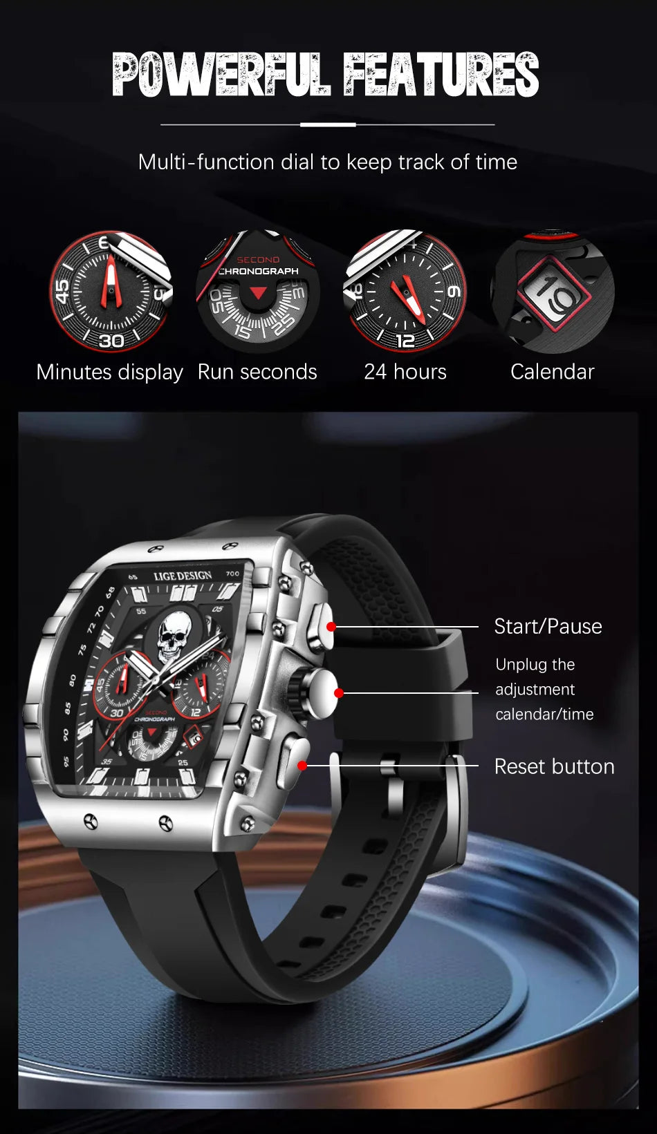 LIGE-reloj analógico de cuarzo para hombre, accesorio de pulsera resistente al agua con cronógrafo, complemento Masculino deportivo de marca de lujo con esfera luminosa y diseño militar