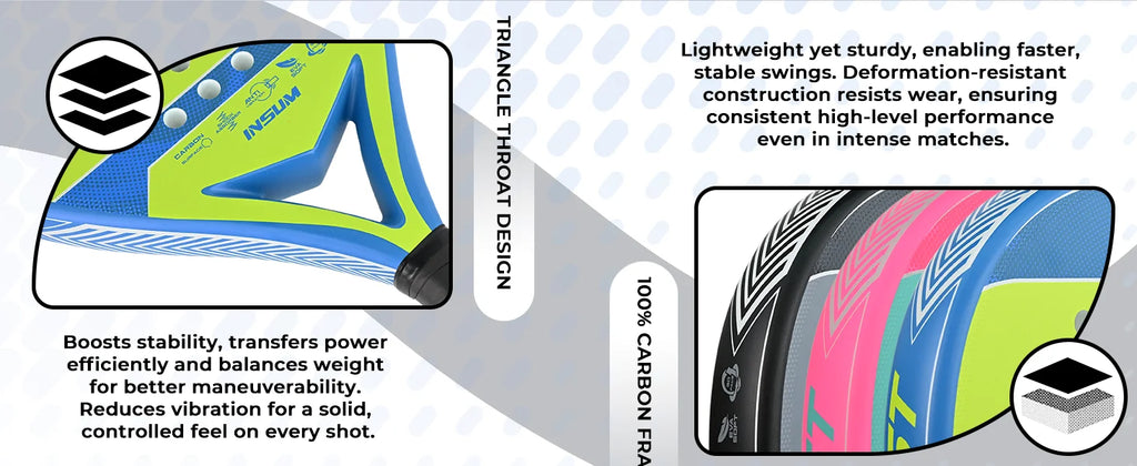 Raquetas de tenis Padel con núcleo de espuma flexible con memoria EVA y superficie de microtextura mate 3D para equipos deportivos de rendimiento mejorado