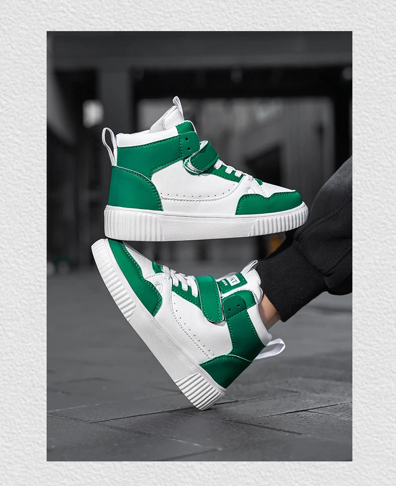 Zapatillas Deportivas para Niños, Zapatillas de Baloncesto de Caña Alta Casuales para Niños y Niñas, Zapatillas de Piel Sintética, Nuevas Zapatillas Deportivas de Moda 2026