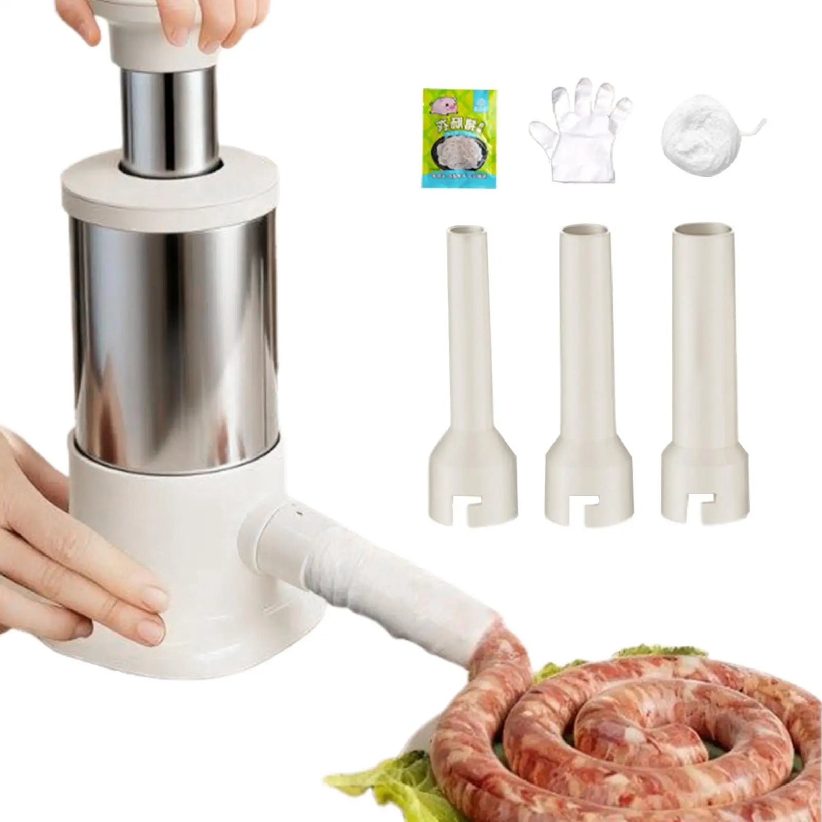 Máquina para Rellenar Salchichas con Tubos de Relleno, Rellenadora de Carne, Máquina para Hacer Salami, Herramientas de Cocina para Salchichas Caseras