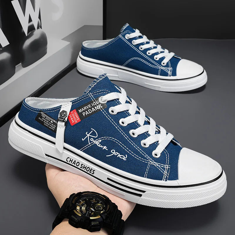 Zapatillas deportivas para hombre, zapatillas de lona transpirables con punta cerrada, mocasines a la moda para hombre, Zapatos para caminar al aire libre 2025, Zapatos de hombre