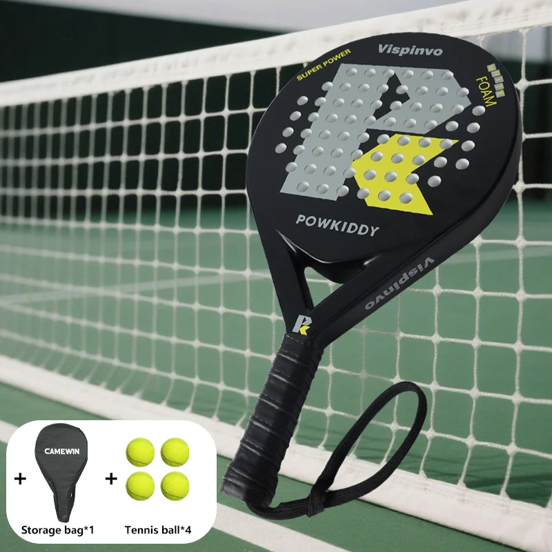 Raqueta de tenis POWKIDDY |   Raqueta de padel, hecha de material de fibra de carbono ultraligero, con fuerte elasticidad y buena calidad