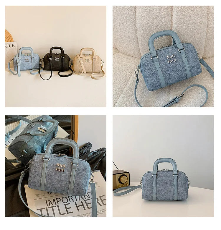 Nuevo bolso vaquero Boston a la moda para mujer, bandolera de un solo hombro, bolso con asa, bolsos de hombro