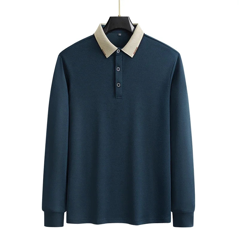 Polo de negocios de manga larga para hombre de talla grande 7XL 8XL 9XL Tops otoño transpirable Casual gimnasio trotar Golf senderismo Polo suelto