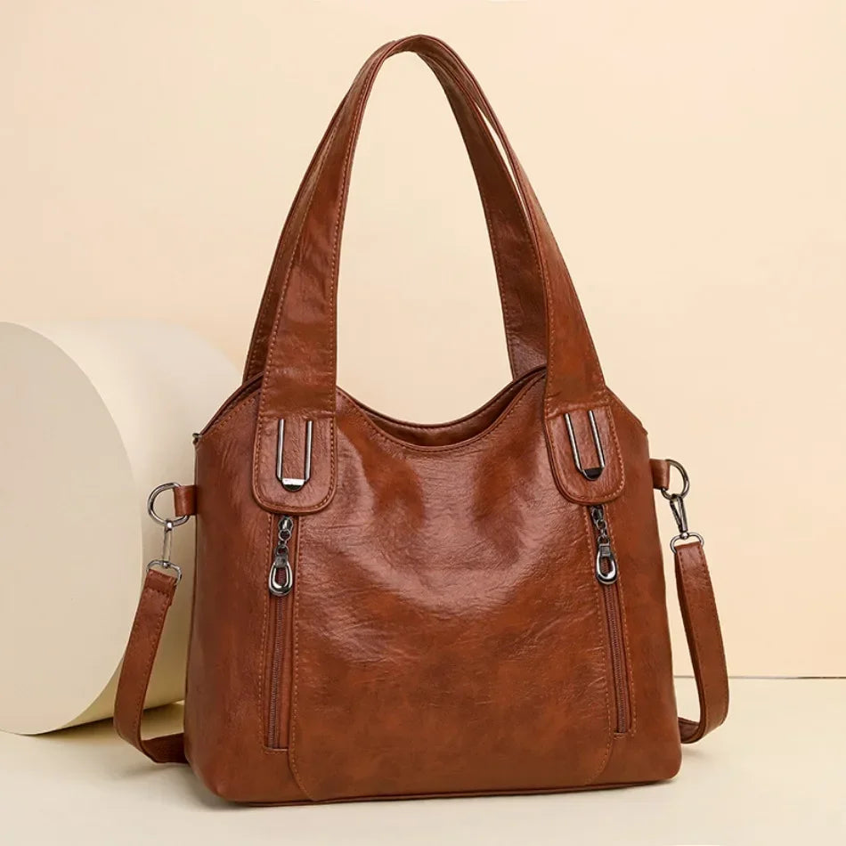 Bolsos de mano de Color sólido a la moda para mujer, bolso de mano de cuero suave, bolsos cruzados grandes informales para mujer, nuevas bolsas de mensajero de hombro