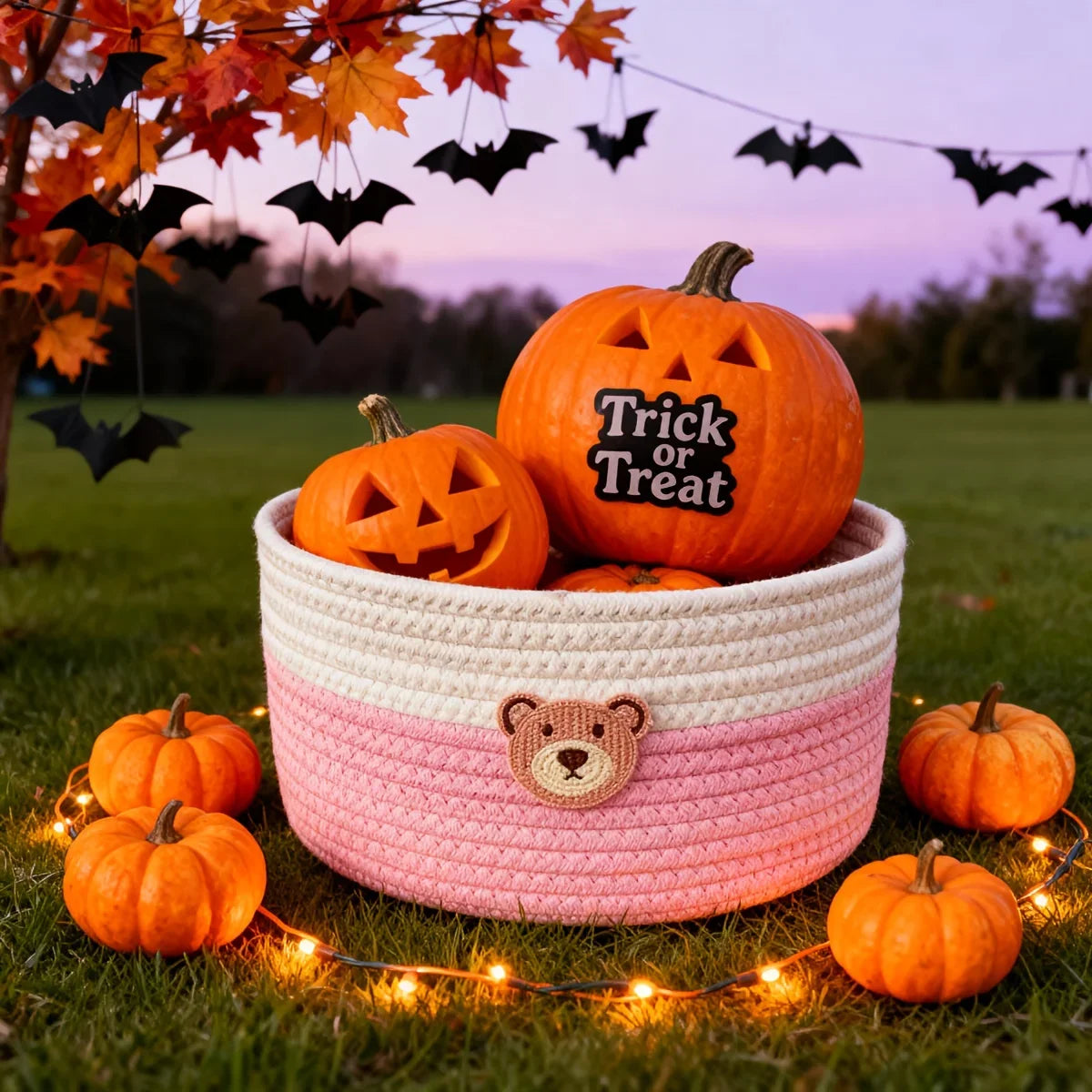 Cesta de almacenamiento de tela con bonito oso, contenedor organizador tejido para juguetes, ropa, hogar, dormitorio, sala de estar, almacenamiento decorativo