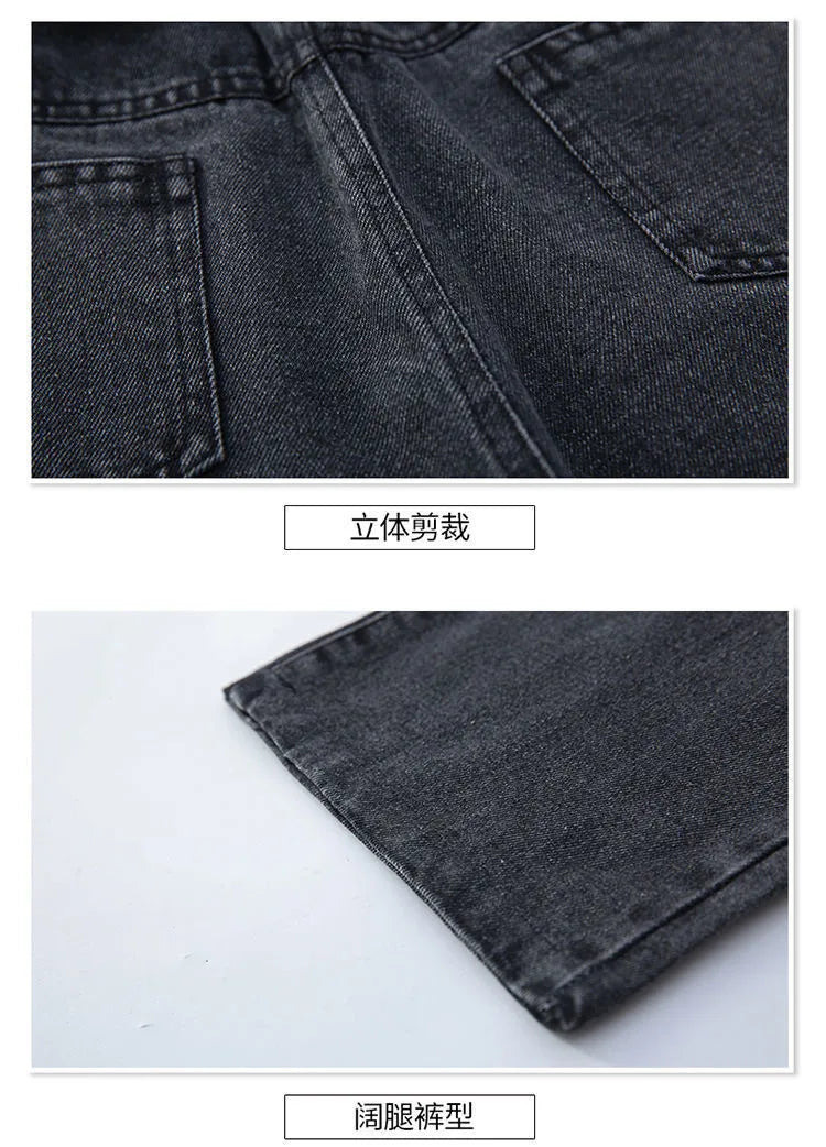 Pantalones vaqueros para chicas adolescentes 2025, moda informal para primavera y otoño, pantalones anchos de pierna azul holgado para niños, pantalones escolares para niños de 6, 8, 10 y 12 años