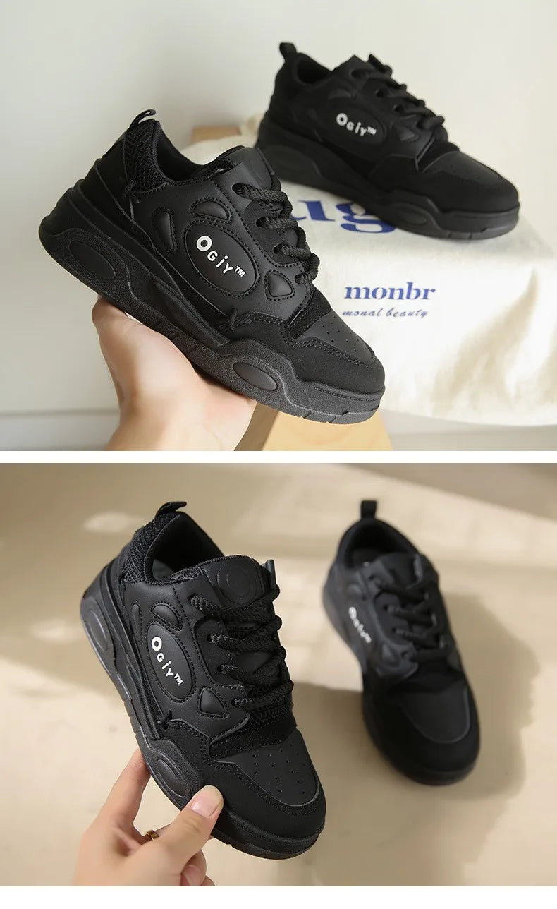 Zapatillas de deporte gruesas para hombre, zapatos de suela suave para correr, informales, de cuero de microfibra, transpirables, con plataforma aumentada de altura