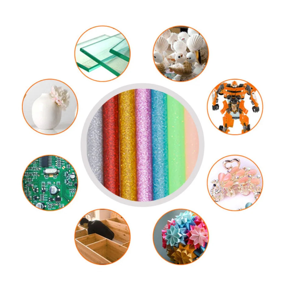 10 Uds. De barras de pegamento termofusible coloridas para pistola de pegamento eléctrica, palo de cera con purpurina adhesiva de 7mm, herramienta de reparación DIY para manualidades en el hogar