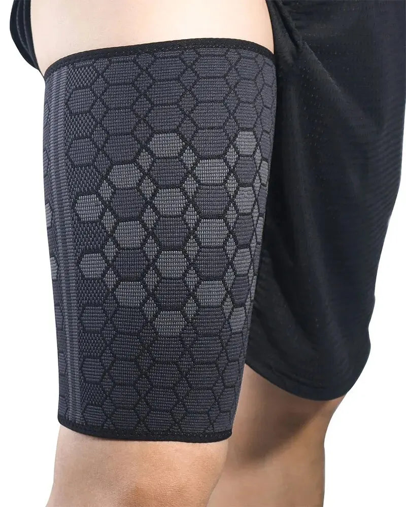 Protector de muslos deportivo de nailon de punto de alta elasticidad, mallas de tensión muscular anticaída para ciclismo, baloncesto y fútbol