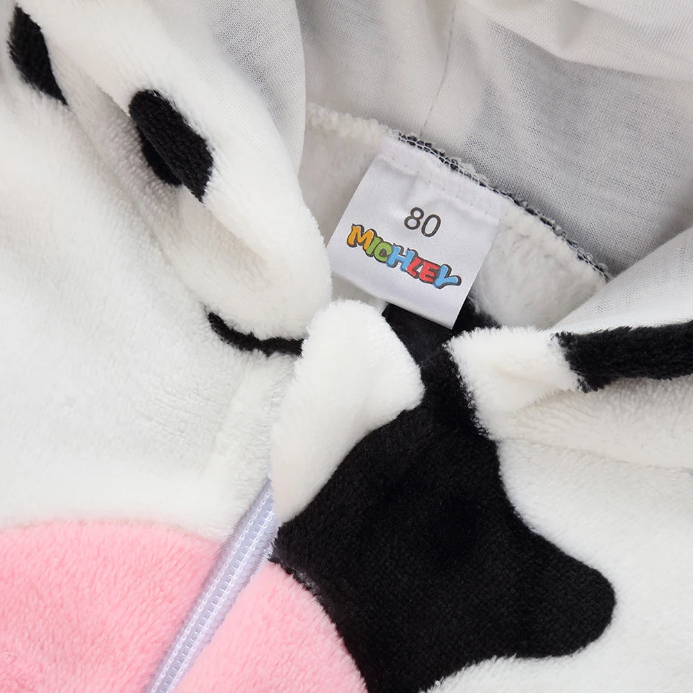 Pijamas térmicos de franela para bebés, ropa de invierno para niños pequeños, monos de ardilla y vaca, mono infantil