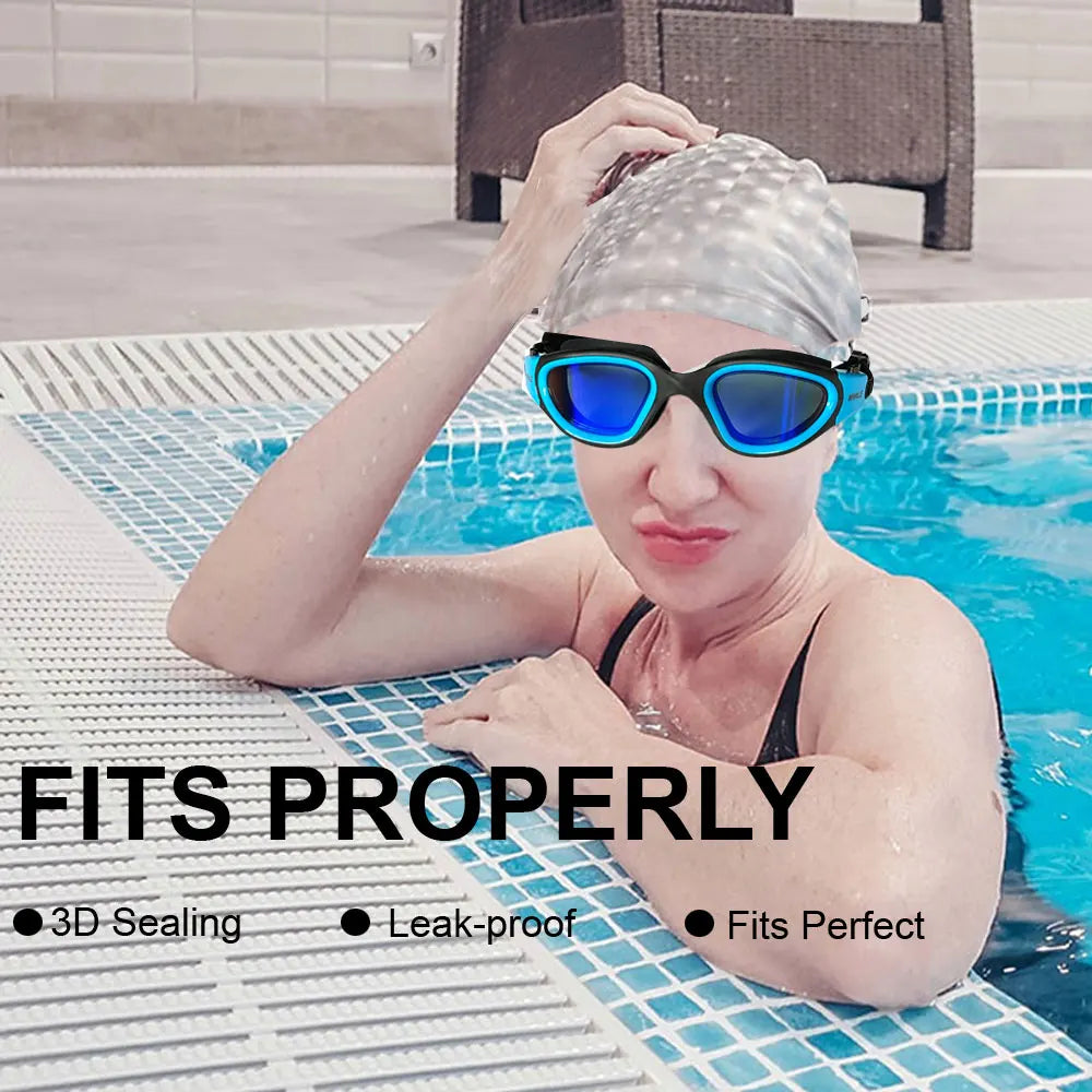 Gafas de natación profesionales antivaho para adultos, lentes de protección UV para hombres y mujeres, gafas de natación de silicona ajustables impermeables en la piscina