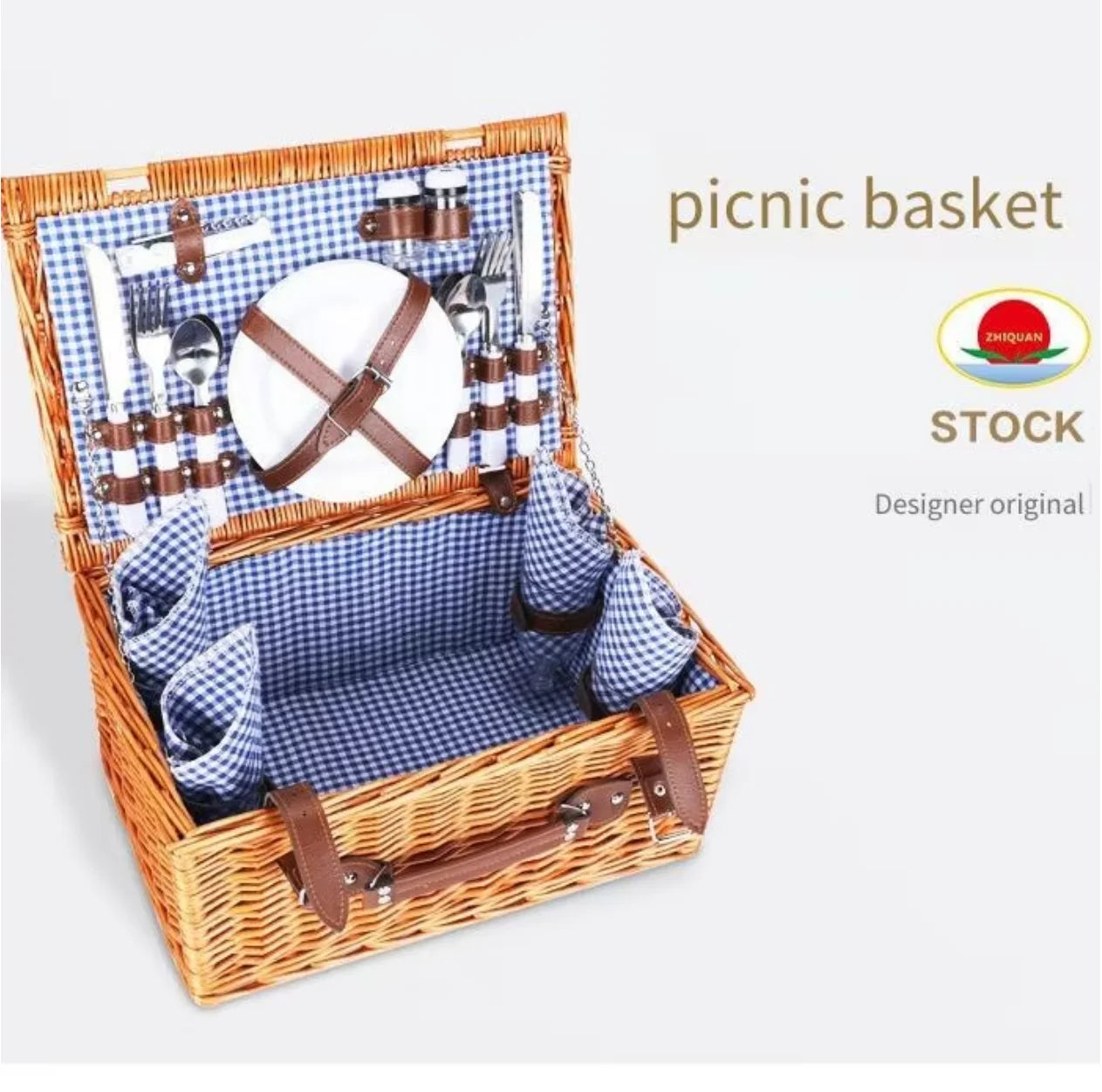 Vajilla portátil de ratán a mano para exteriores, cesta de Picnic, cesta de regalo, cesta de almacenamiento tejida de mimbre con tapa, Picnics de estilos Vintage