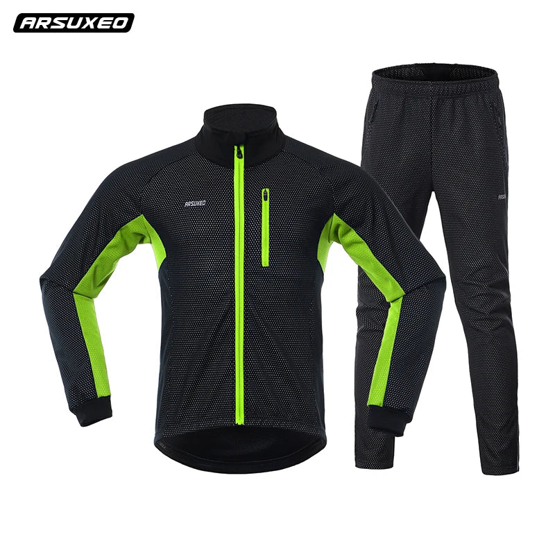 ARSUXEO, chaqueta y pantalones cálidos de invierno para ciclismo para hombre, cortavientos para bicicleta, ropa deportiva térmica, trajes para bicicleta, ropa de ciclismo MTB 20A